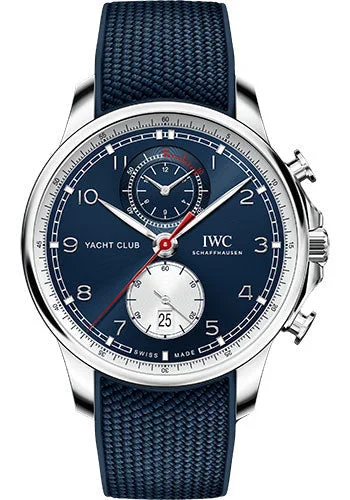 IWC Portugieser Yacht Club Chronograph Edition Orlebar Brown - Stainless Steel Case - Blue Dial - Blue Rubber Strap - IW390704-IWC Watch with Silver Dial -