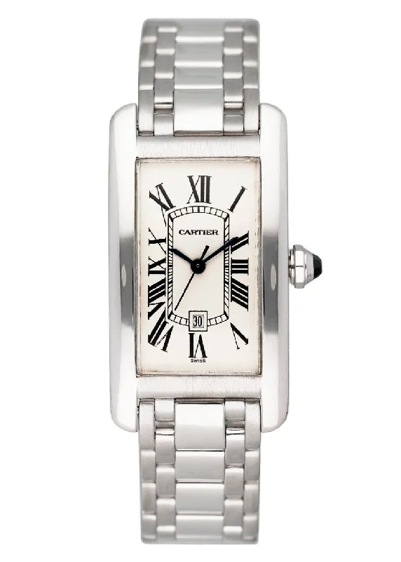 Cartier Tank Americaine W2603656 18K White Gold Automatic Watch-Cartier Watch with Original Design Features -