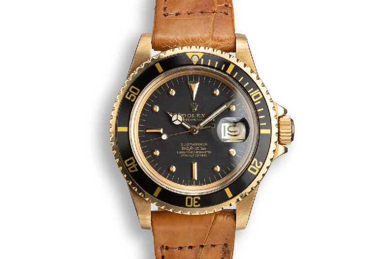 1978 Rolex 18K YG Submariner 1680 with Black Nipple Dial-Rolex Watch with Yellow Gold Bezel -