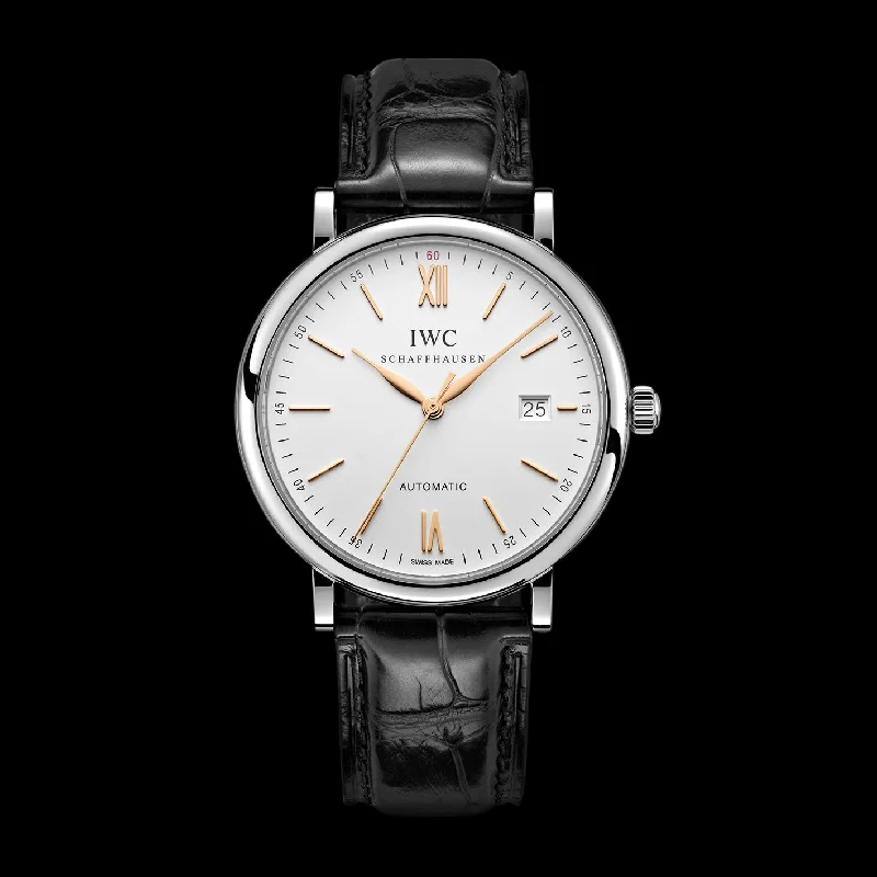 IWC Portofino Automatic Watch, 40mm White Dial, IW356517-IWC Watch with Leather Strap -