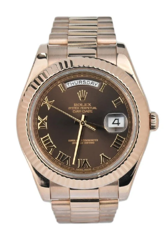 Rolex Day-Date II 41 President Chocolate Dial Rose Gold Men’s Watch 218235-Rolex Watch with Moonphase -