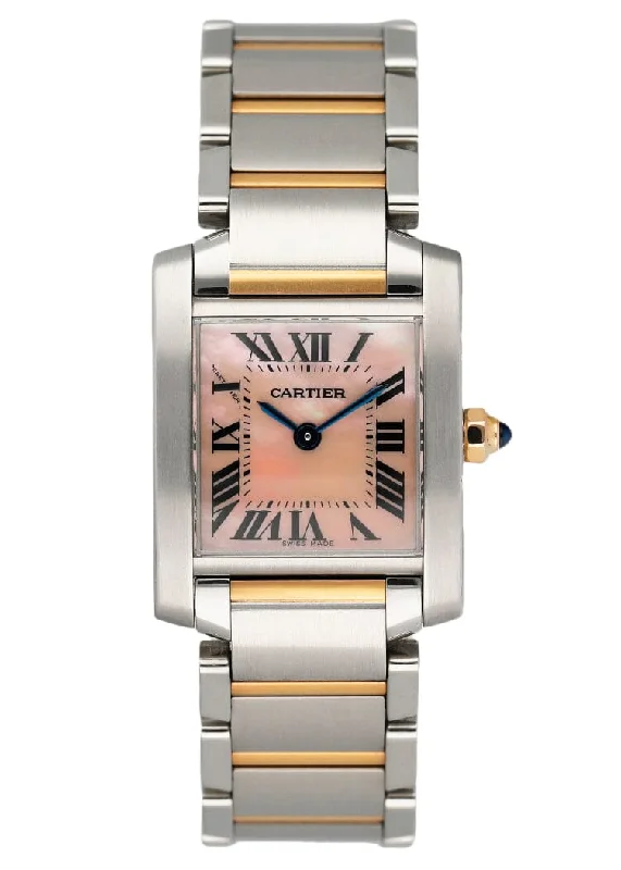 Cartier Tank Francaise W51027Q4 MOP Two-Tone Rose Gold Ladies Watch Box Papers-Cartier Watch for High-End Watch Collectors -