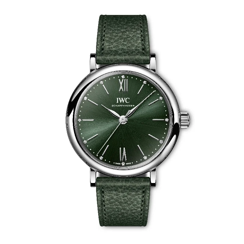 IWC Portofino Automatic 34 Watch, 34mm Green Dial, IW357412-IWC Watch with Ceramic Case -