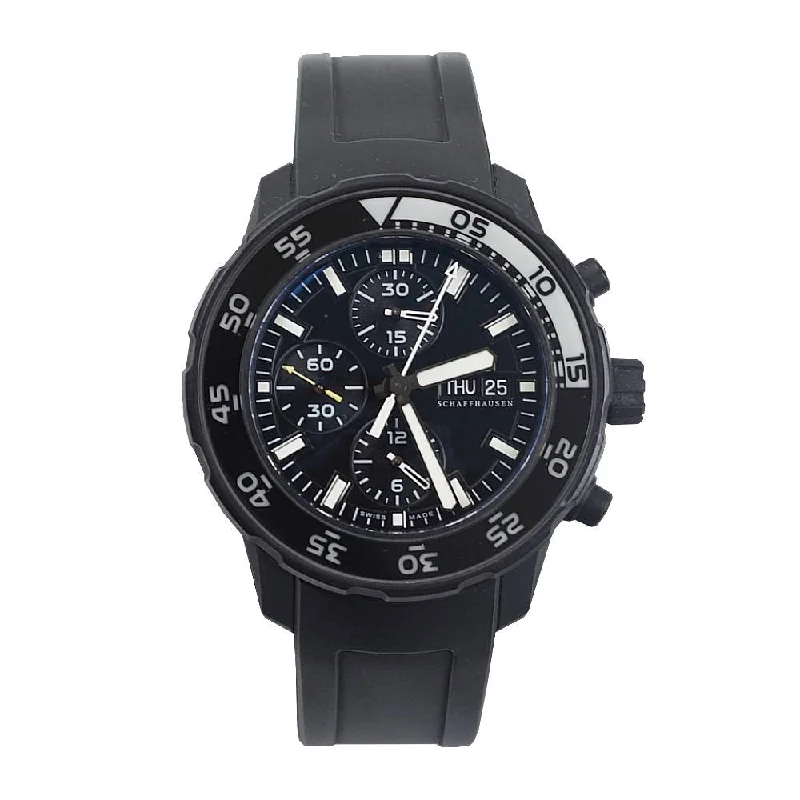 IWC Aquatimer 44mm  - Ref: IW376705 Black Chronograph Dial in Black Stainless Steel Case, Black Rubber Strap-IWC Watch with Chronograph and Date -