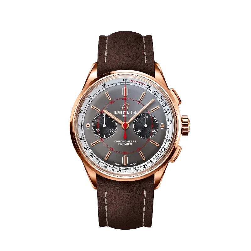 Breitling Premier B01 Chronograph 42 Wheels and Waves 18K Red Gold Men's Watch-Breitling Watch with Iconic Pilot’s Features -