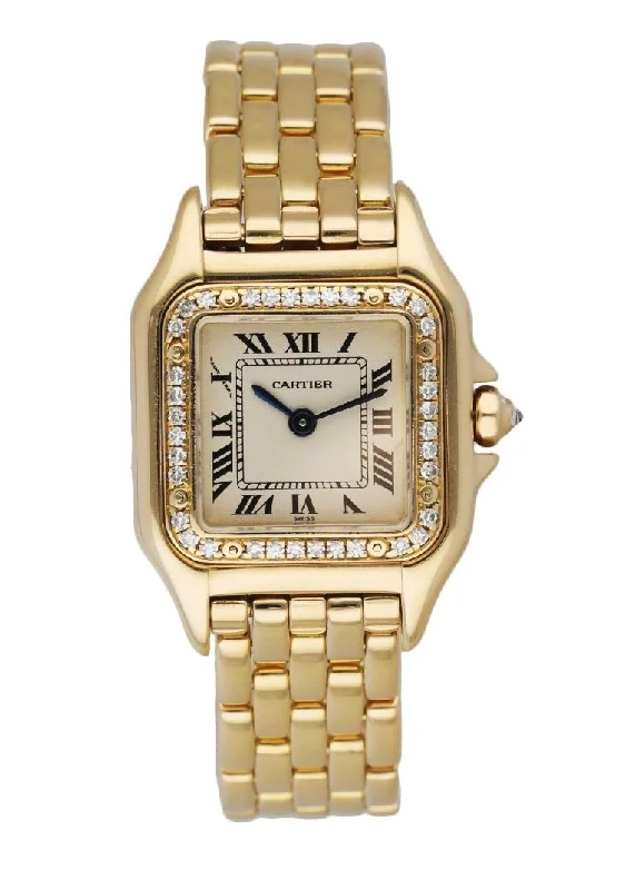 Cartier Panthere 1280 18K yellow Gold Diamonds Ladies Watch-Cartier Watch with Diamond-Like Coating -