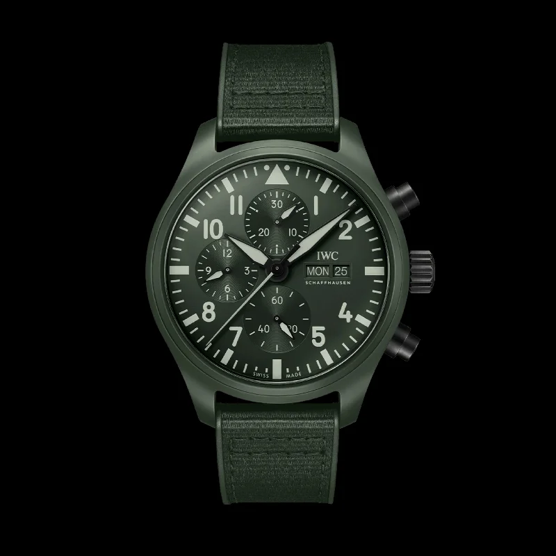 IWC Pilot’S Watch Chronograph Top Gun Edition “Woodland” Watch, 44.5mm Green Dial, IW389106-IWC Watch with Unique Display Mechanism -