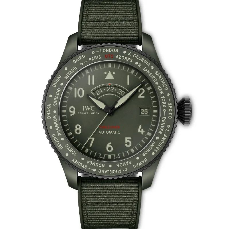 IWC PILOT’S TIMEZONER TOP GUN WOODLAND IW395601-IWC Watch with Stainless Steel Case and Bracelet -