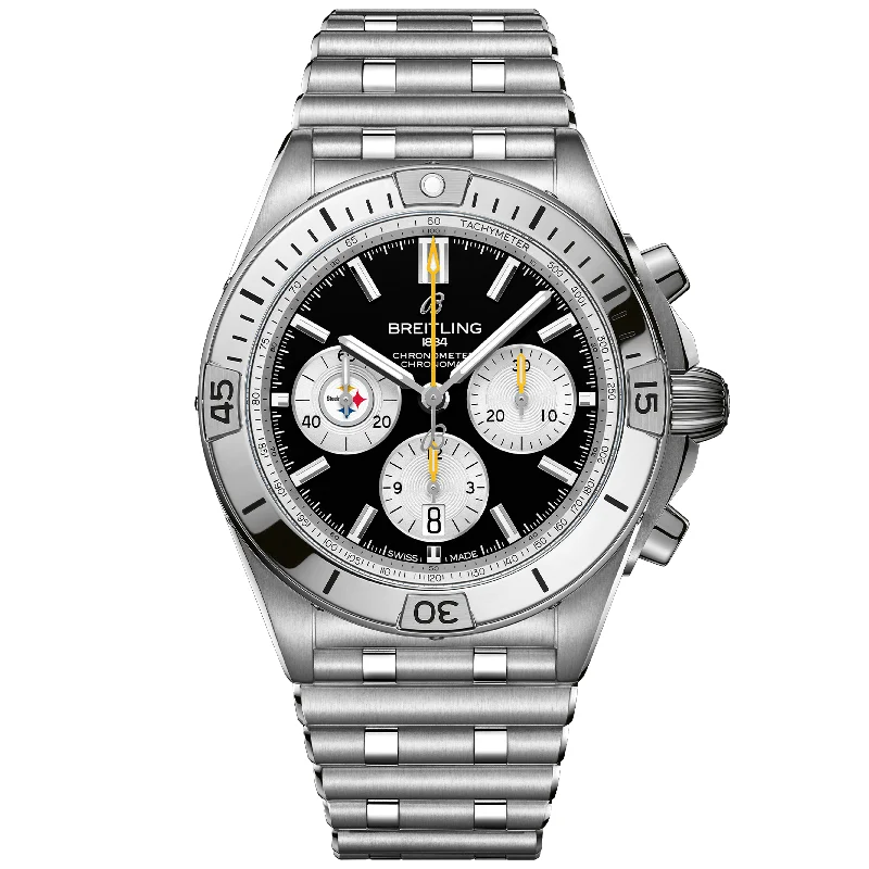 Chronomat B01 42 NFL Pittsburgh Steelers Edition AB01342B1B2A1-Breitling Watch with Adjustable Strap and Dial -