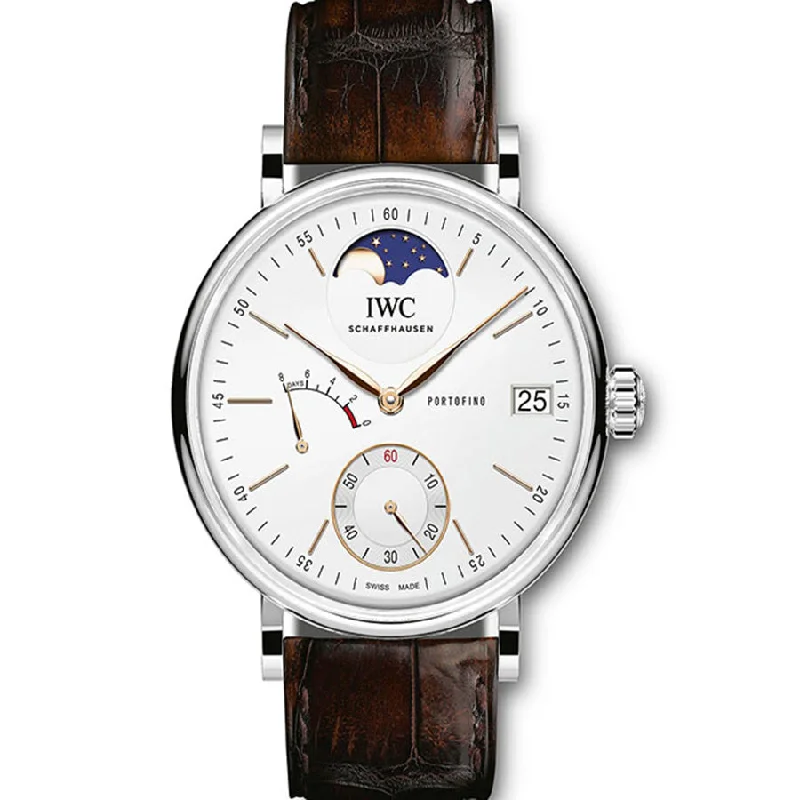 IWC PORTOFINO HAND-WOUND MOON PHASE 45mm IW516401-IWC Watch with Rose Gold and Stainless Steel Case -