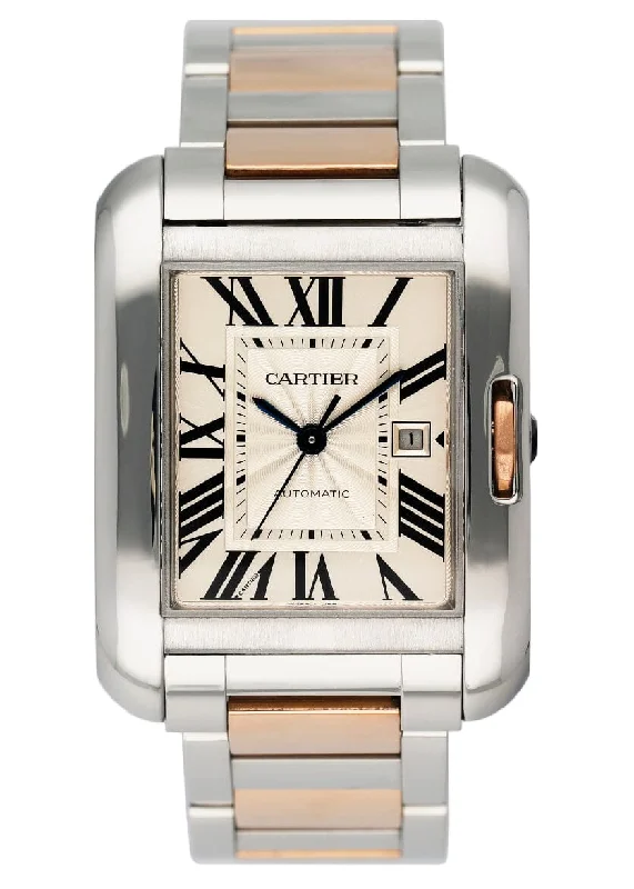 Cartier Tank Anglaise W5310007 Rose Gold & Stainless Steel Ladies Watch-Cartier Watch with Retro Style -