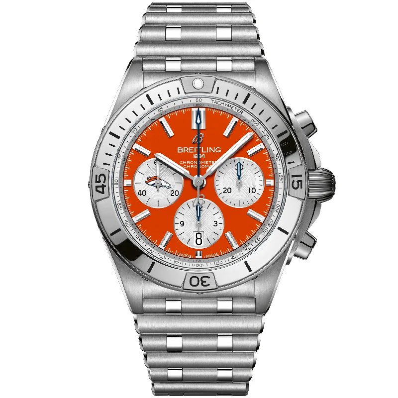 Chronomat B01 42 NFL Denver Broncos Edition AB01342B1O2A1-Breitling Watch with Multi-Color Bezel -