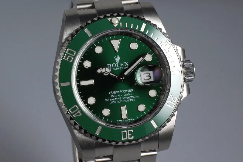 2015 Rolex Green Submariner 116610LV with Box and Papers MINT-Rolex Watch with Waterproof Technology -