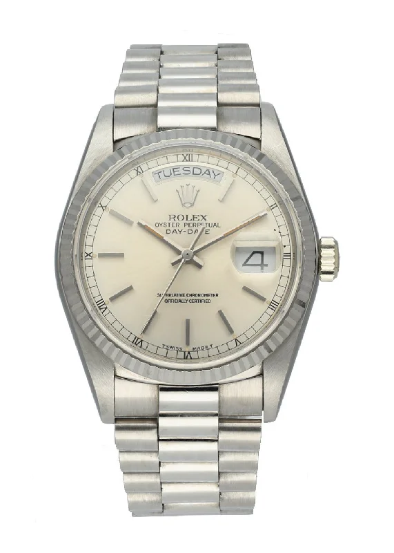 Rolex Day Date 18039 18K White Gold Men's Watch-Rolex Watch with White Gold Case -