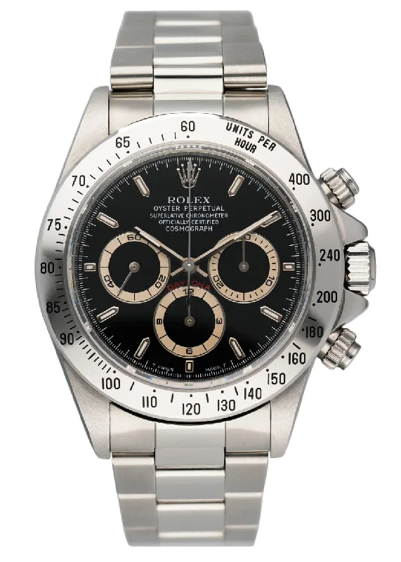 Rolex Daytona ZENITH 16520 Black Dial Mens Watch Box Papers-Rolex Watch with Classic Gold Dial -