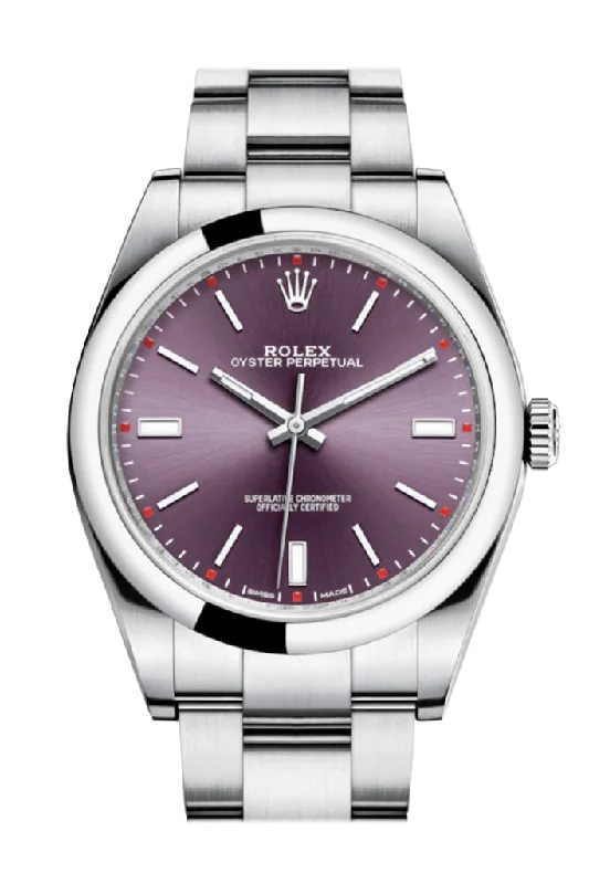 ROLEX OYSTER PERPETUAL 39 Red Grape Dial Steel Men's Watch 114300-Rolex Watch with Advanced Mechanism -