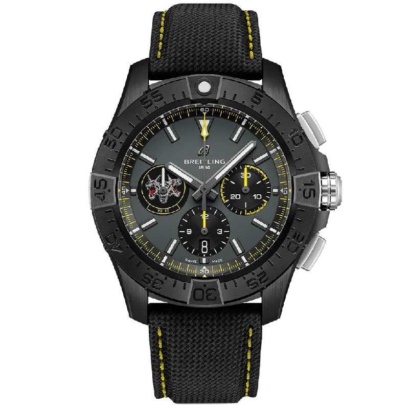 Avenger B01 Chronograph 44 Night Mission USN Bloodhounds SB01472A1B1X1-Breitling Watch with 7-Day Power Reserve -