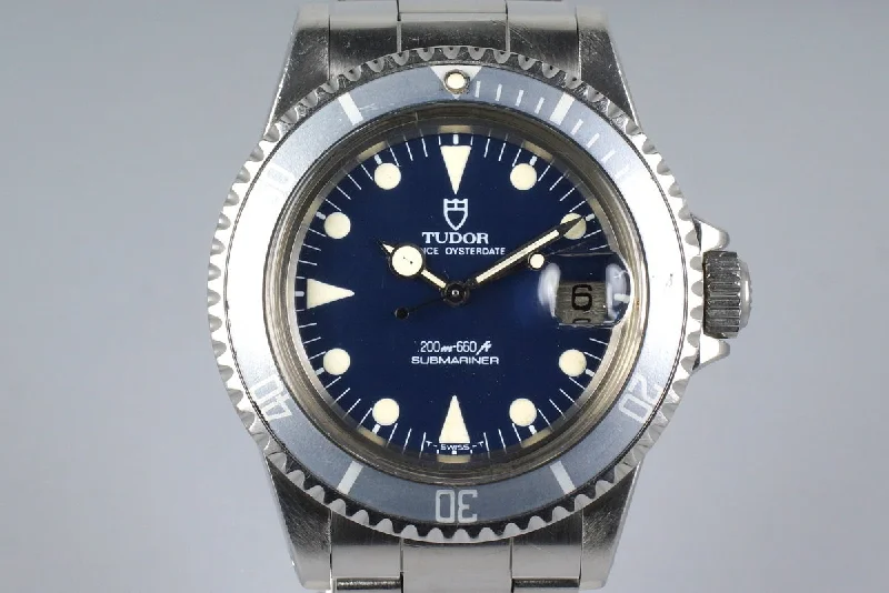 1985 Tudor Blue Submariner 76100 Non-Mercedes Hand-Rolex Watch with Chronograph and Tachymeter -