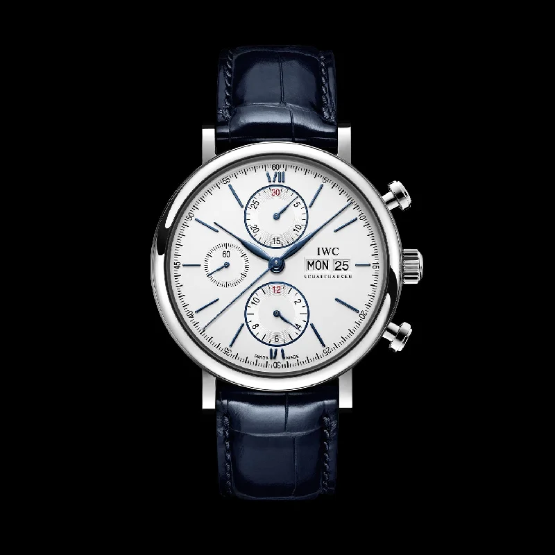 IWC Portofino Chronograph Watch, 42mm White Dial, IW391037-IWC Watch with Diamond Bezel -