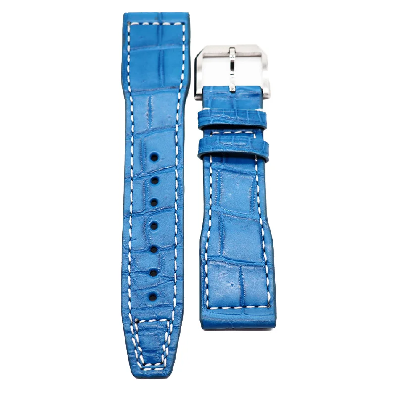 21mm Pilot Style Sapphire Blue Alligator Leather Watch Strap For IWC, Semi Square Tail-IWC Watch with World-Class Heritage -