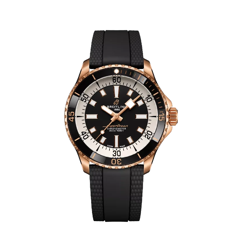 Breitling Superocean Super Diver 42 mm 18K Red Gold Men's Watch-Breitling Watch with Signature Chronograph Design -