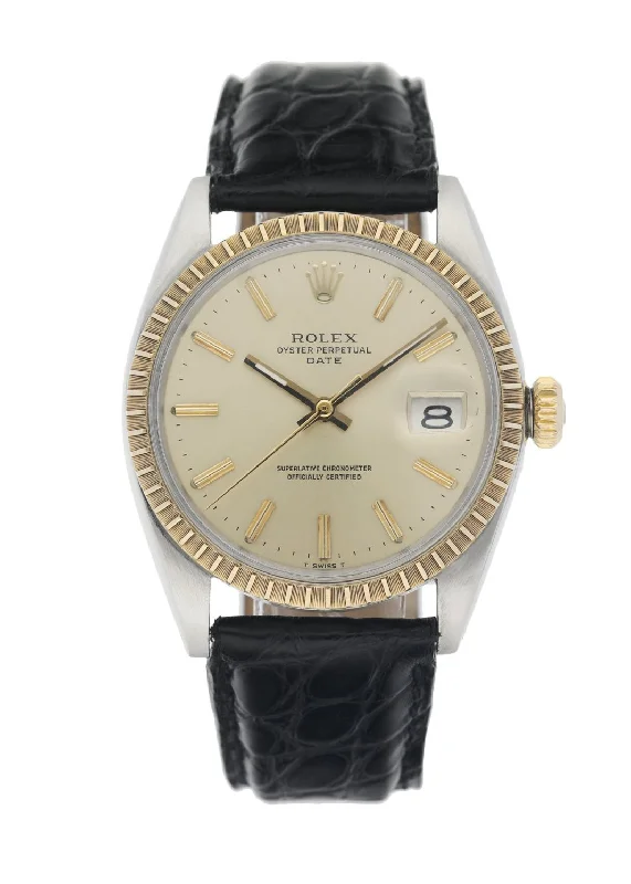 Rolex Oyster Perpetual Date 1500 Men's Watch-Rolex Watch with Diamond Dial and Bezel -