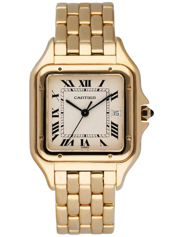 Cartier Panthere Large 18K Yellow Gold Mens Watch-Cartier Watch with Minimalist Design -