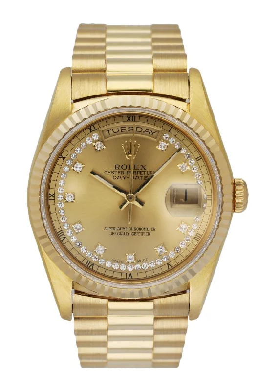 Rolex Day Date 18238 President String Diamond Dial Vintage Men's Watch Box & papers-Rolex Watch with Chronograph Function -