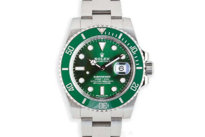 2016 Rolex Green Submariner 116610LV "Hulk" with Box and Papers-Rolex Watch with Ceramic and Steel Case -