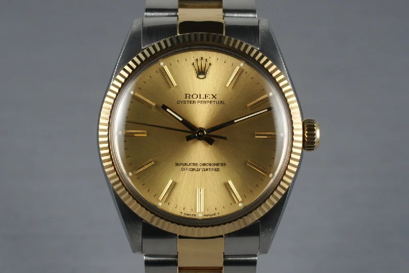 1988 Rolex Two Tone Oyster Perpetual 1005 with Box and Papers-Rolex Watch for Multi-Function Watches -