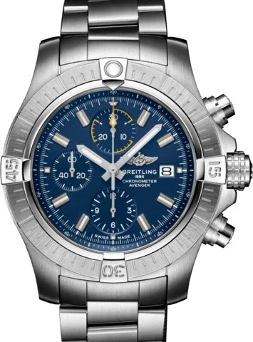 Breitling Avenger Chronograph Stainless Steel Men's Watch-Breitling Watch with Vintage Pilot Features -