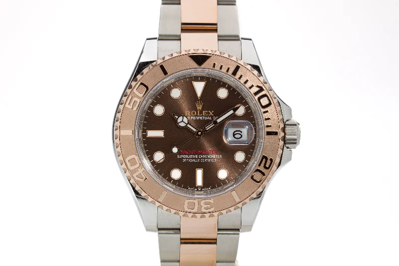 2021 Rolex 40mm 18k/Rose Gold Yacht-Master 126621 with Brown Dial - Full Set-Rolex Watch with Yellow Gold Bezel -