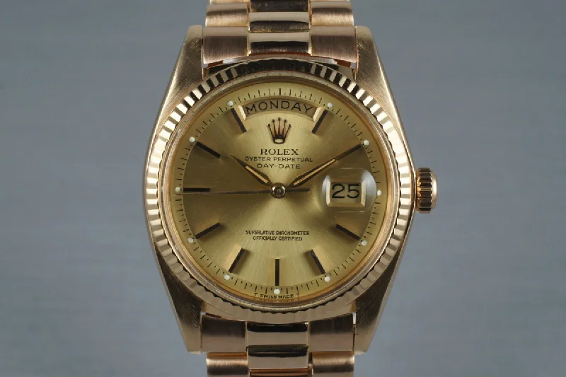 1972 Rolex 18K Rose Gold Day-Date 1803-Rolex Watch with Platinum Case -