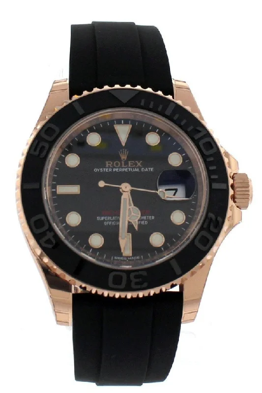 ROLEX YACHT-MASTER 40 Black Dial 18k Rose Gold Mens Watch 116655-Rolex Watch with Large Face -