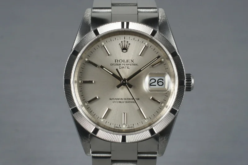 2001 Rolex Silver Dial Date 15210 with Box & Papers-Rolex Watch for Fast Time Zone Changes -