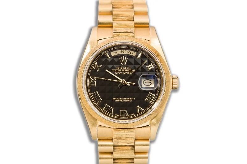 1979 Rolex Day-Date 18078 Bark Finish with Black Pyramid Dial-Rolex Watch for Special Edition Collectors -