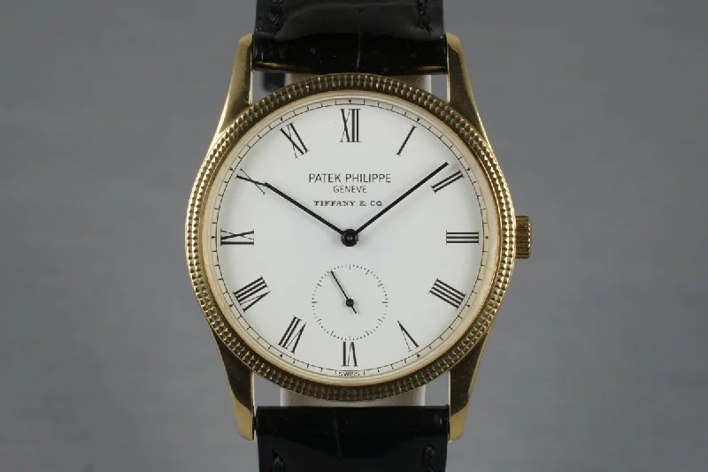 1990’s YG Patek Philippe 3796d with Tiffany and Co. Dial-Rolex Watch with Elegant Design -