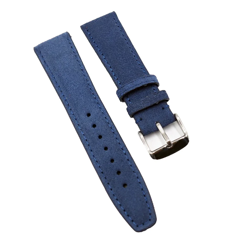 21mm Admiral Blue Suede Leather Watch Strap For IWC-IWC Watch with Diamond Bezel -