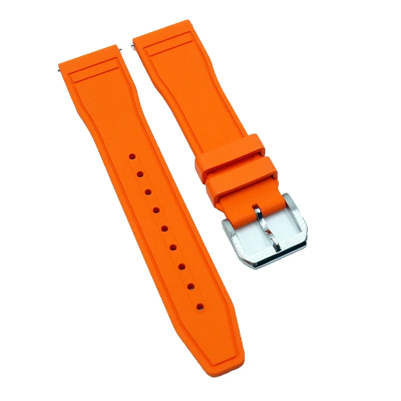 20mm, 21mm, 22mm Pilot Style Orange FKM Rubber Watch Strap For IWC, Semi Square Tail, Quick Release Spring Bars-IWC Watch for Discerning Clients -