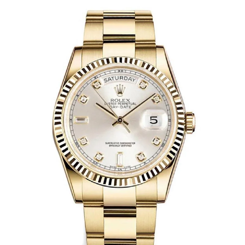 ROLEX Day-Date 36 Silver Dial 18K Yellow Gold President Men's Watch 118238-Rolex Watch for Fine Watch Collectors -