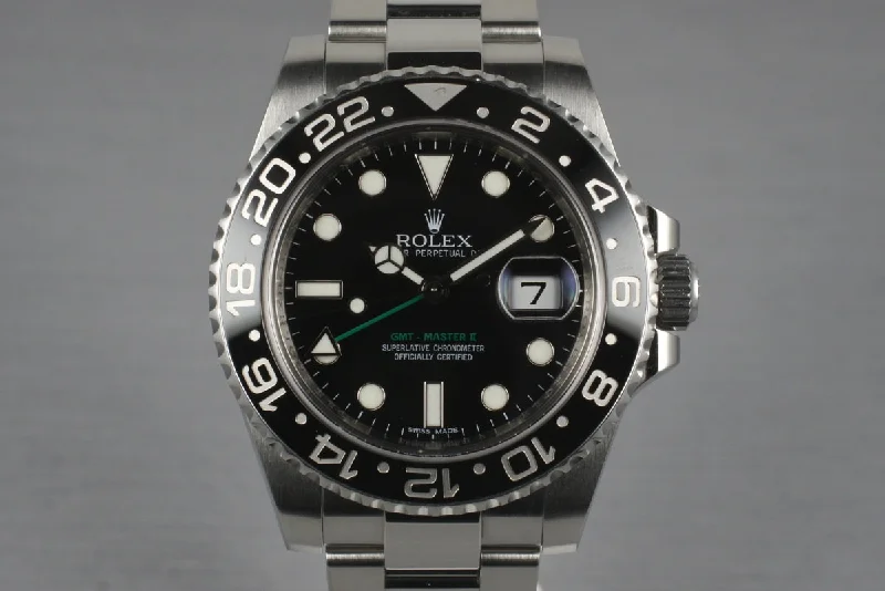 2009 Rolex GMT II 116710 with Box and Papers-Rolex Watch with Rose Gold Bezel -