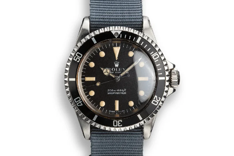 1968 Rolex Submariner 5513 with Relumed Meters First Dial-Rolex Watch with Alligator Leather Strap -