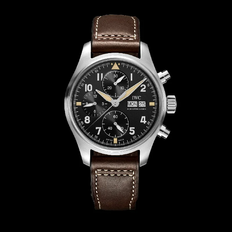 IWC Pilot’S Watch Chronograph Spitfire Watch, 41mm Black Dial, IW387903-IWC Watch with Quick-Change Strap System -