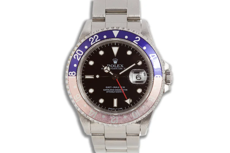 1995 Unpolished Rolex GMT Master 16700 Faded Pepsi Bezel & Tritium Dial-Rolex Watch with 18k Gold Case -