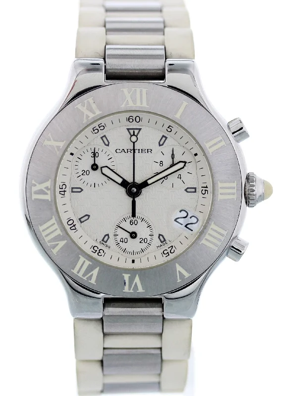 Cartier Chronoscaph 21 Stainless Steel 2424 Watch-Cartier Watch for Timepiece Collectors -