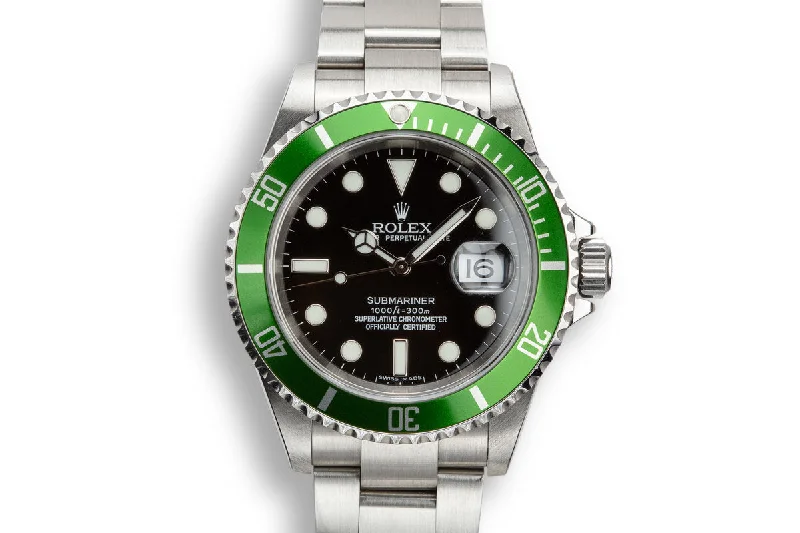 2005 Rolex Anniversary Green Submariner 16610LV with Box and Papers-Rolex Watch for Sophisticated Timekeeping -