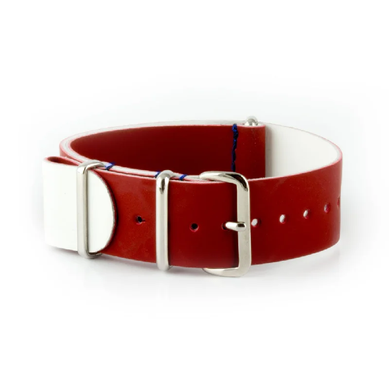 République - Bracelet NATO veau rubber - Rouge-IWC Watch with Silver Dial -