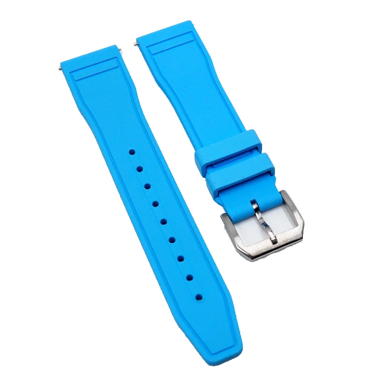 20mm, 21mm, 22mm Pilot Style Sky Blue FKM Rubber Watch Strap For IWC, Semi Square Tail, Quick Release Spring Bars-IWC Watch with Exquisite Craftsmanship -