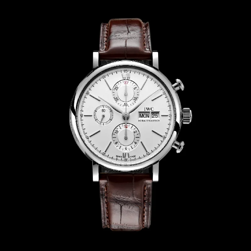 IWC Portofino Chronograph Watch, 42mm White Dial, IW391027-IWC Watch with Minimalist Design -