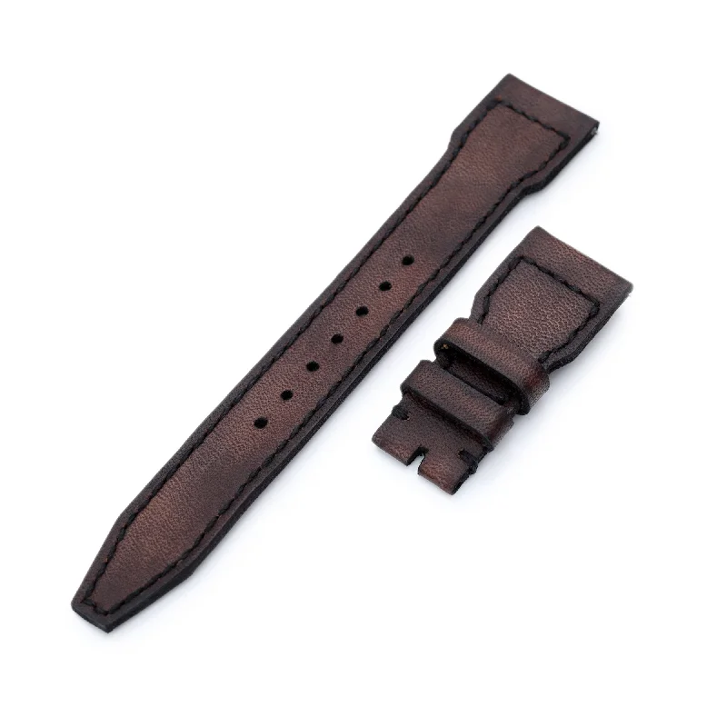 22mm Gunny X MT Dark Brown Handmade compatible with IWC Big Pilot Quick Release Leather Watch Strap-IWC Watch for Divers and Explorers -